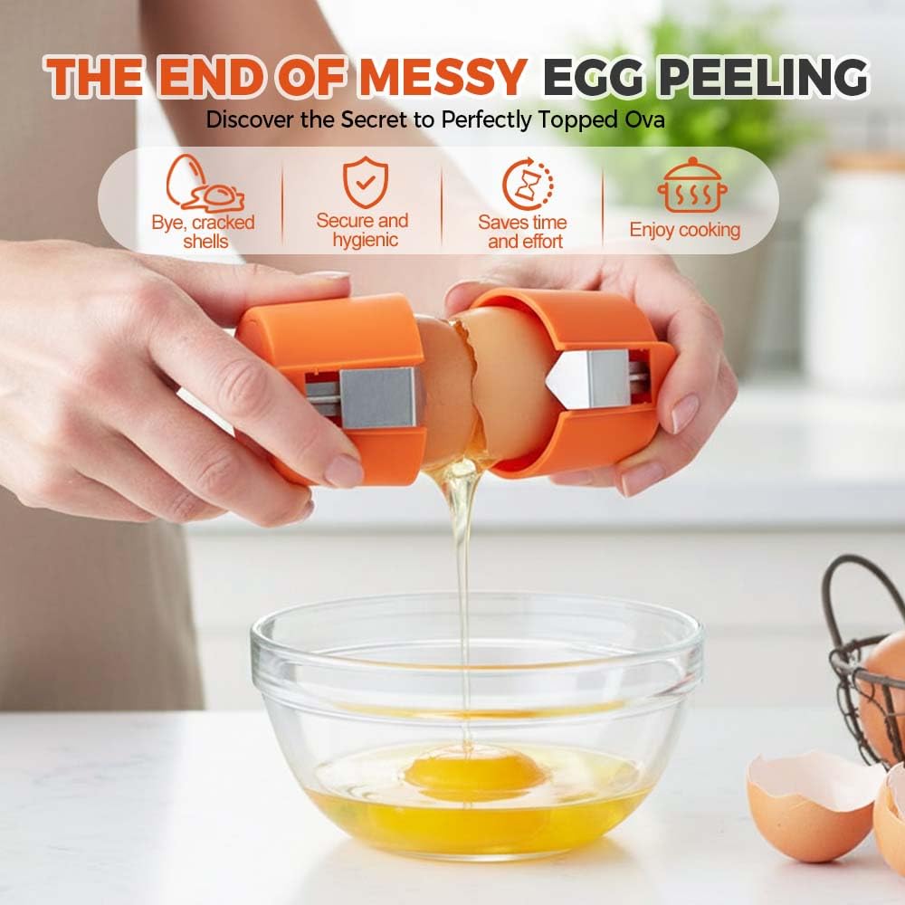 3Pcs Egg Shell Opener, 2026 Upgraded Handheld Egg Shell Opener, Eggs Separator Tools for Raw and Hard Boiled Eggs Peeler Shell Remover, Stainless Steel Eggshell Breaker Eggs Shell Cutter (Colorful)