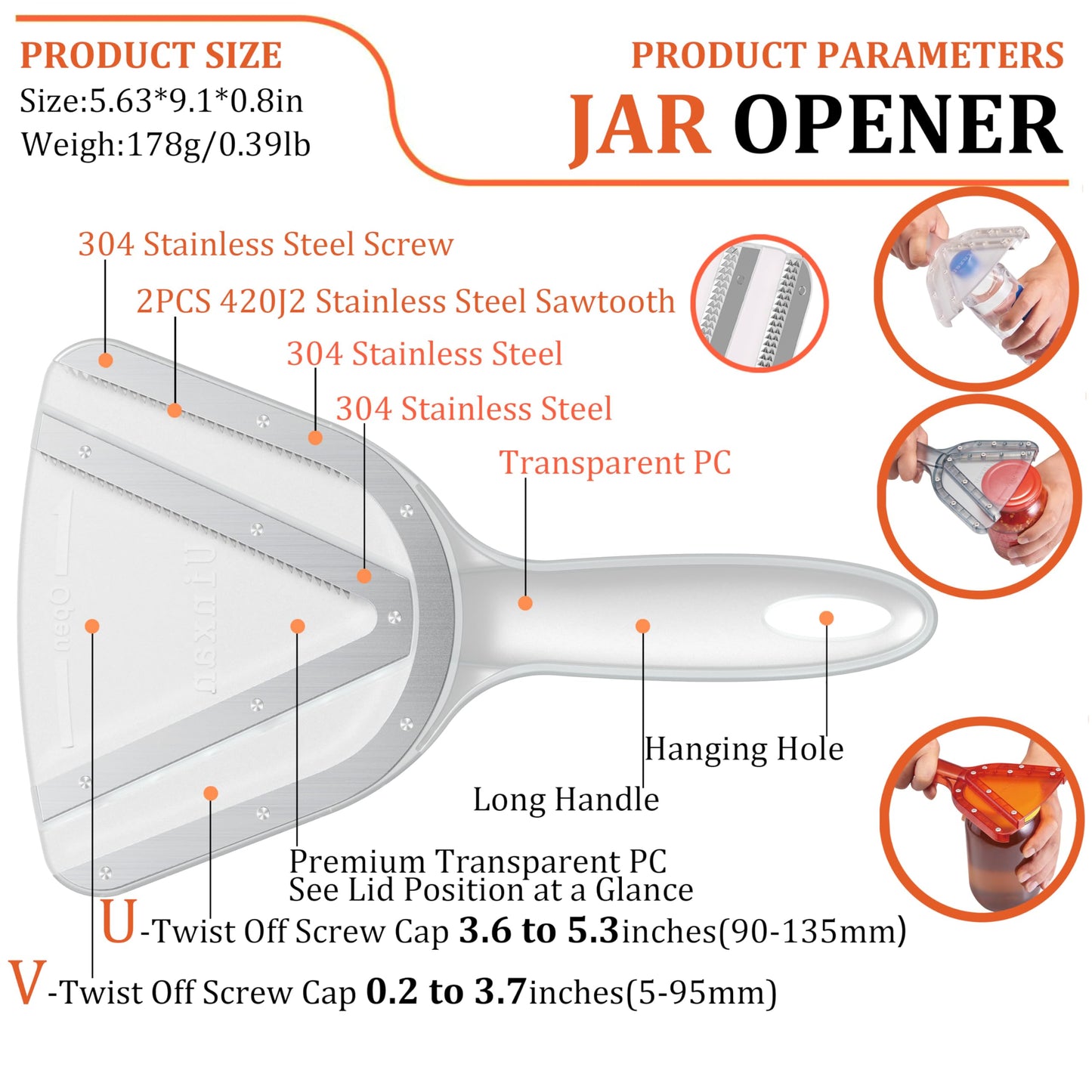 Uinxan Jar Opener for Weak Hand & Seniors with Arthritis,Easy Twist Off Bottle Caps,Patent | Unique Kitchen Gadgets, Christmas Gifts for Elderly/Women/Men (Red)