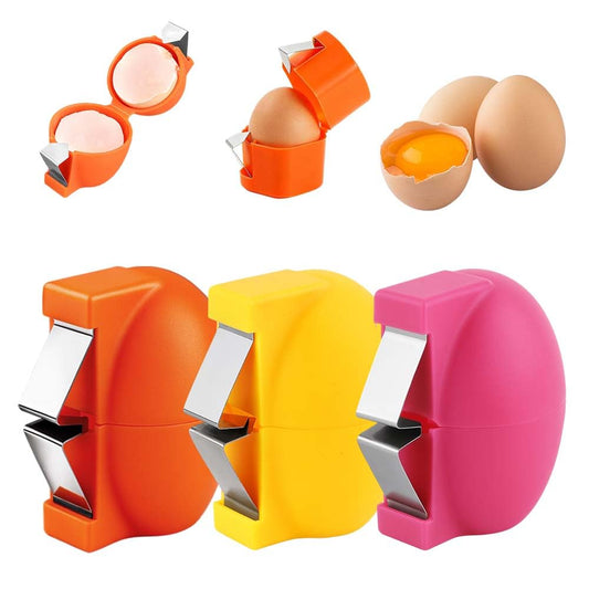 3Pcs Egg Shell Opener, 2026 Upgraded Handheld Egg Shell Opener, Eggs Separator Tools for Raw and Hard Boiled Eggs Peeler Shell Remover, Stainless Steel Eggshell Breaker Eggs Shell Cutter (Colorful)