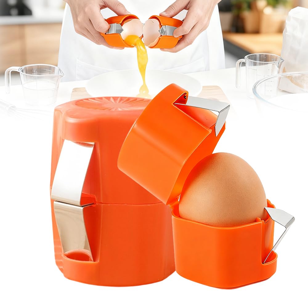Egg Shell Opener, 2026 New Easy Peel Manual Egg Cracker for Hard Boiled Eggs, Portable Egg Peeler Tool for Hard Boiled Eggs Kitchen Gadgets (2, Orange)