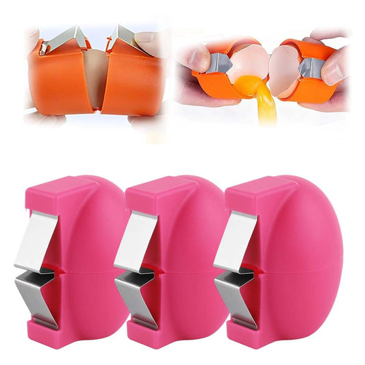 3Pcs Egg Shell Opener, 2026 New Handheld Egg Shell Opener, Eggs Separator Tools for Raw and Hard Boiled Eggs Peeler Shell Remover, Stainless Steel Eggshell Breaker Eggs Shell Cutter (Pink*3)