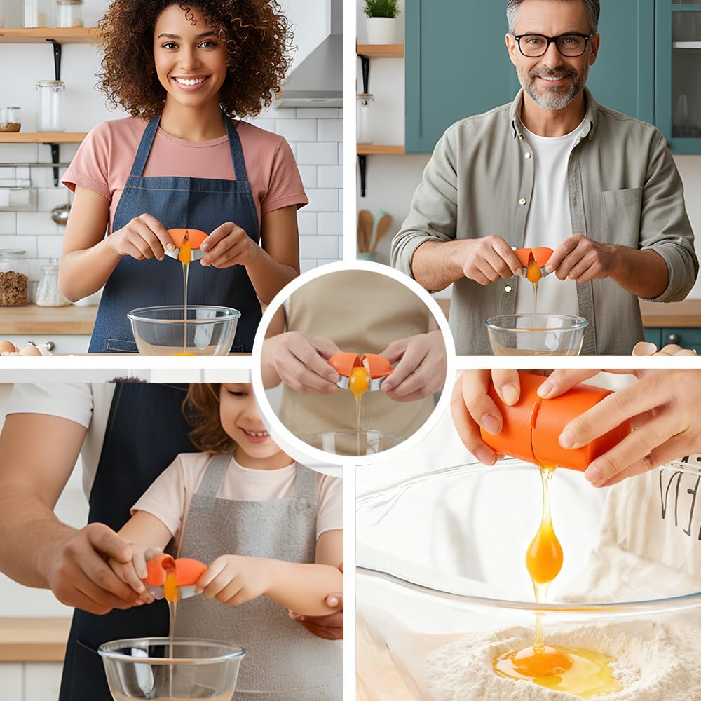 2026 New Egg Opener, Stainless Steel Egg Cracker Tool, Multifunctional Peeler Shell Remover for Raw and Hard Boiled Eggs, Kitchen Gadget for Making Cakes, Cookies (Orange)