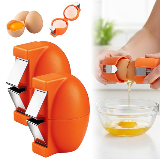 2 Pcs Egg Shell Opener, 2026 Upgrade Stainless Steel Egg Cracker Tool, Multifunctional Egg Peeler Separator for Raw and Hard Boiled Eggs, Kitchen Gadget for Easy Peeling and Separating (2Pcs Orange)