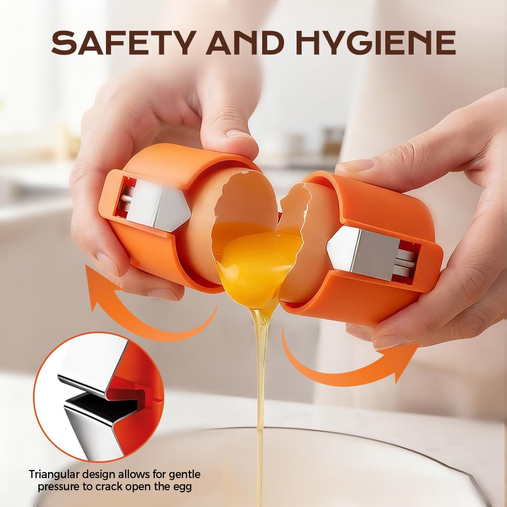 2026 New Egg Opener, Stainless Steel Egg Cracker Tool, Multifunctional Peeler Shell Remover for Raw and Hard Boiled Eggs, Kitchen Gadget for Making Cakes, Cookies (Flour)