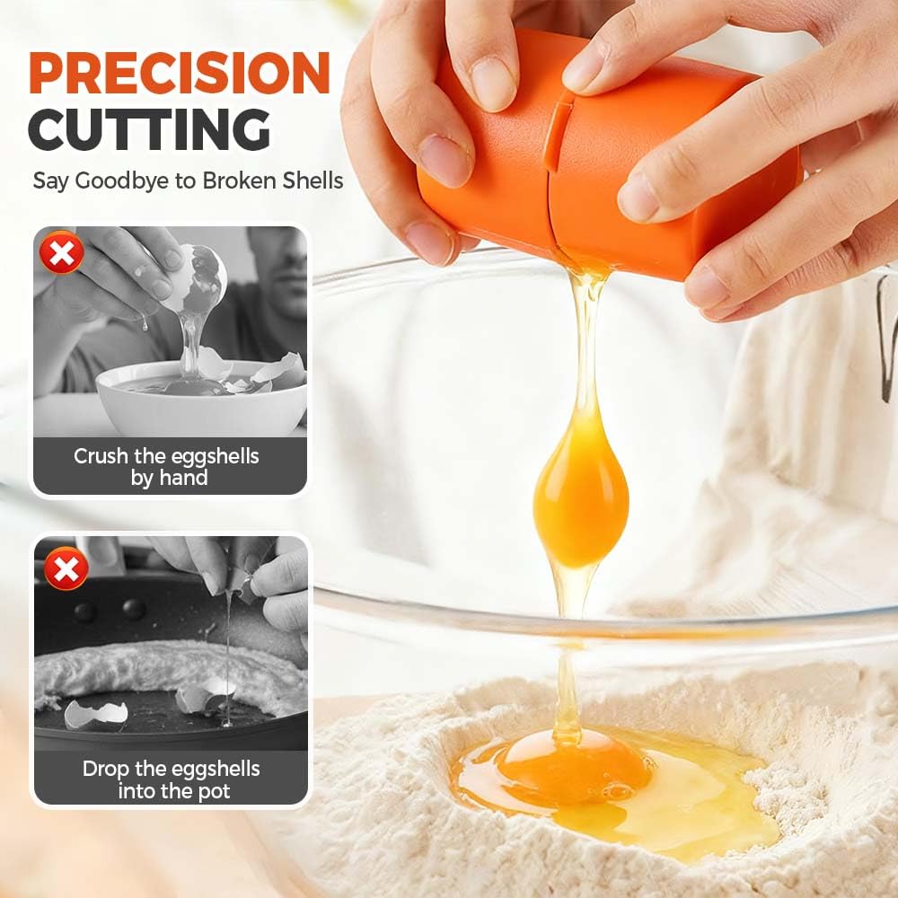 2026 New Egg Opener, Stainless Steel Egg Cracker Tool, Multifunctional Peeler Shell Remover for Raw and Hard Boiled Eggs, Kitchen Gadget for Making Cakes, Cookies (Orange)