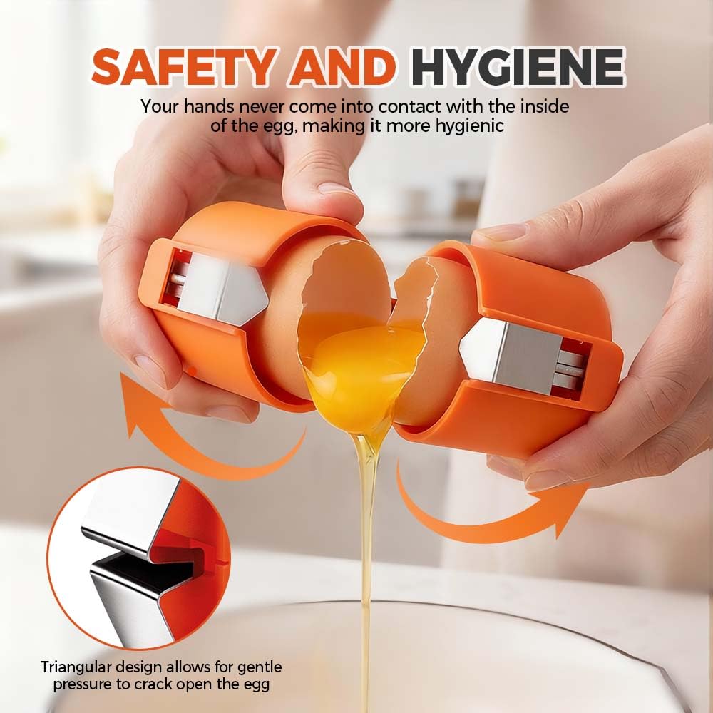 3Pcs Egg Shell Opener, 2026 New Handheld Egg Shell Opener, Eggs Separator Tools for Raw and Hard Boiled Eggs Peeler Shell Remover, Stainless Steel Eggshell Breaker Eggs Shell Cutter (Yellow*3)