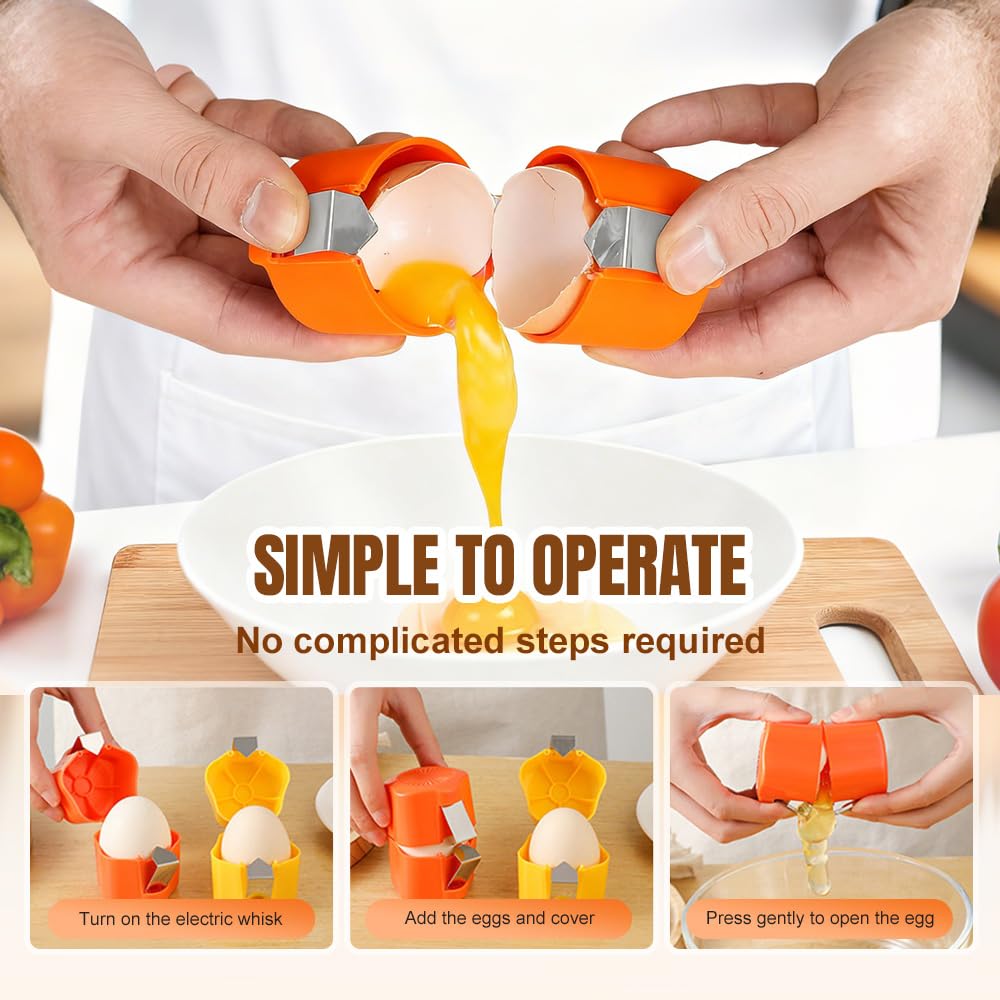 3 Pcs Egg Shell Opener, 2026 New Egg Cracker Cutter Tool for Hard Boiled Egg, Handheld Egg Separator for Raw Eggs, Stainless Steel Egg Cracker Shell Opener for Home Kitchen Use (3 Colors)