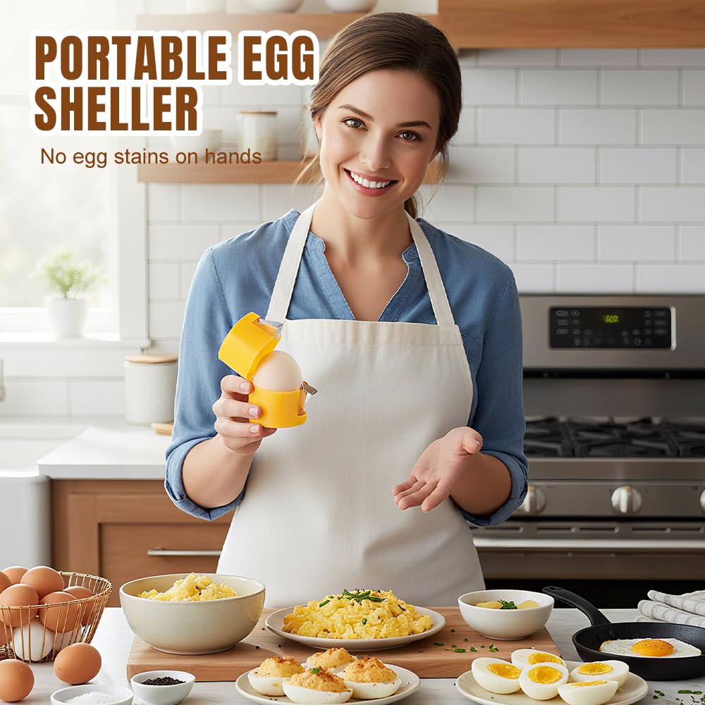Egg Shell Opener, 2026 New Easy Peel Manual Egg Cracker for Hard Boiled Eggs, Portable Egg Peeler Tool for Hard Boiled Eggs Kitchen Gadgets (2, Orange)