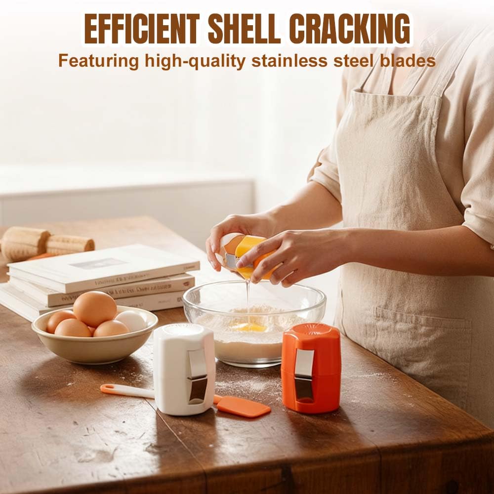 3 Pcs Egg Shell Opener, 2026 New Egg Cracker Cutter Tool for Hard Boiled Egg, Handheld Egg Separator for Raw Eggs, Stainless Steel Egg Cracker Shell Opener for Home Kitchen Use (3 Colors)