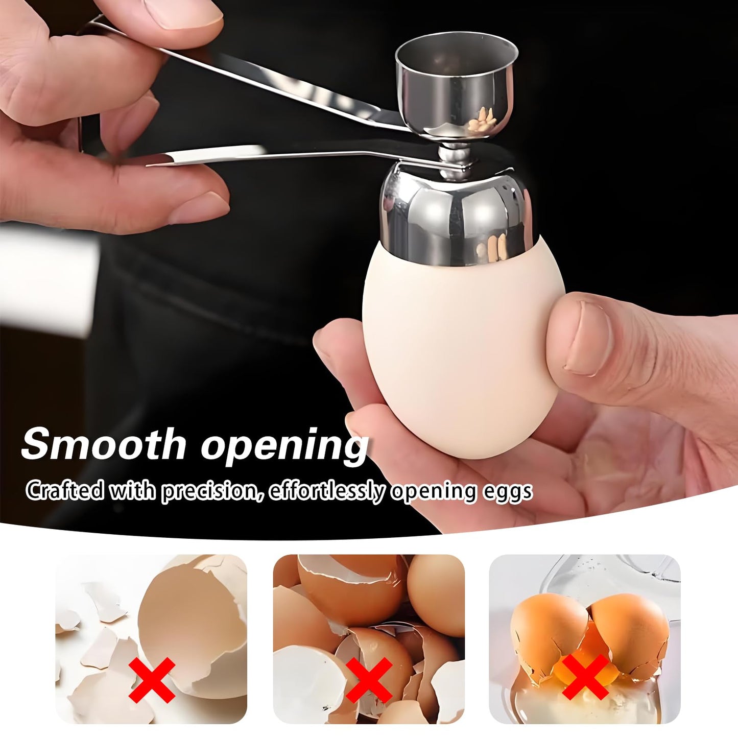 DDEDDE 2-in-1 Egg Cracker Topper & Egg White Separator Set - Easy Open Raw Egg Shell with Elastic Ball, Yolk Separator Spoon for Baking, Cooking, and Craft (Kitchen Gadgets)