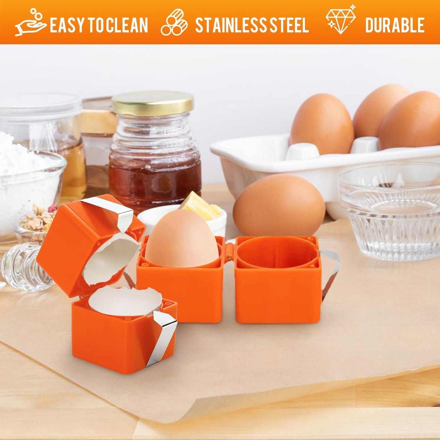 Egg Shell Opener, 2026 Upgrade Multifunctional Handheld Egg Opener for Hard Boiled Eggs, Stainless Steel Eggshell Breaker Egg Shell Cutter Kitchen Gadgets (A-1Pcs)