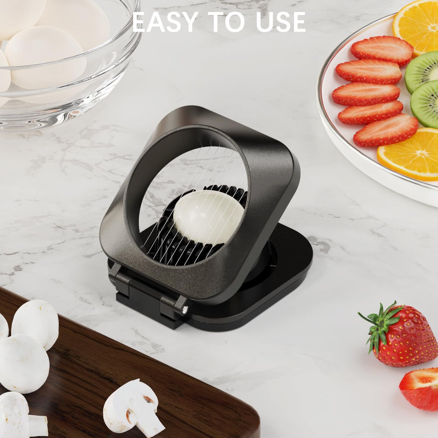 Egg Slicer for Hard Boiled Eggs Egg Cutter Strawberry Slicer Heavy Duty Aluminium Tomato Slicer Stainless Steel Wire Egg Slicer Dicer with 3 Slicing Styles, Easy to Clean