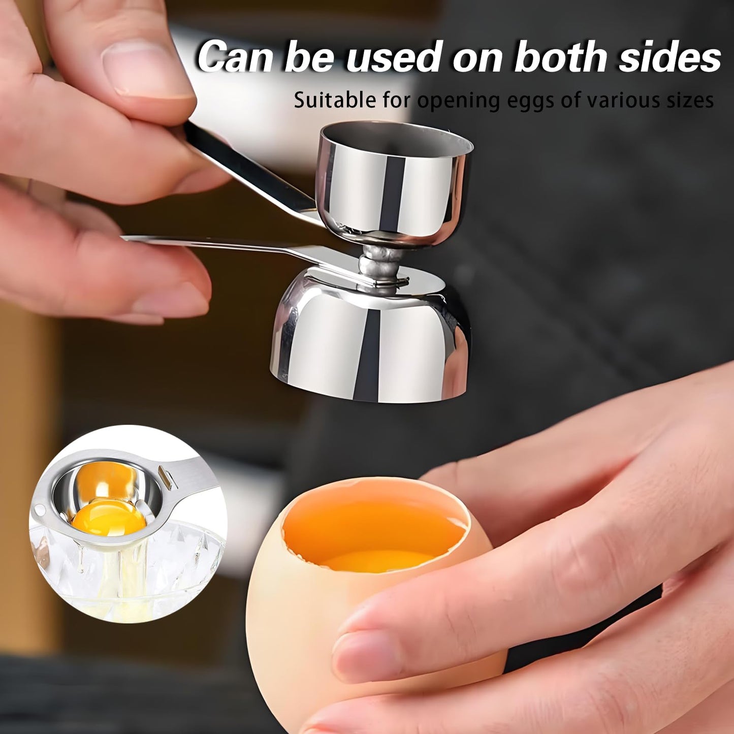 DDEDDE 2-in-1 Egg Cracker Topper & Egg White Separator Set - Easy Open Raw Egg Shell with Elastic Ball, Yolk Separator Spoon for Baking, Cooking, and Craft (Kitchen Gadgets)
