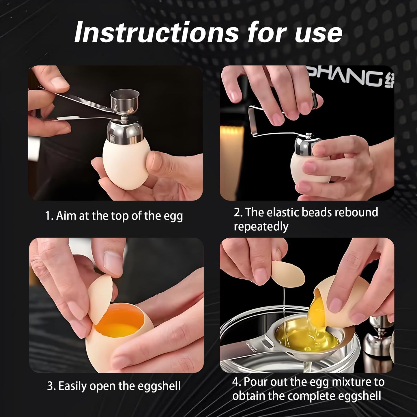 DDEDDE 2-in-1 Egg Cracker Topper & Egg White Separator Set - Easy Open Raw Egg Shell with Elastic Ball, Yolk Separator Spoon for Baking, Cooking, and Craft (Kitchen Gadgets)