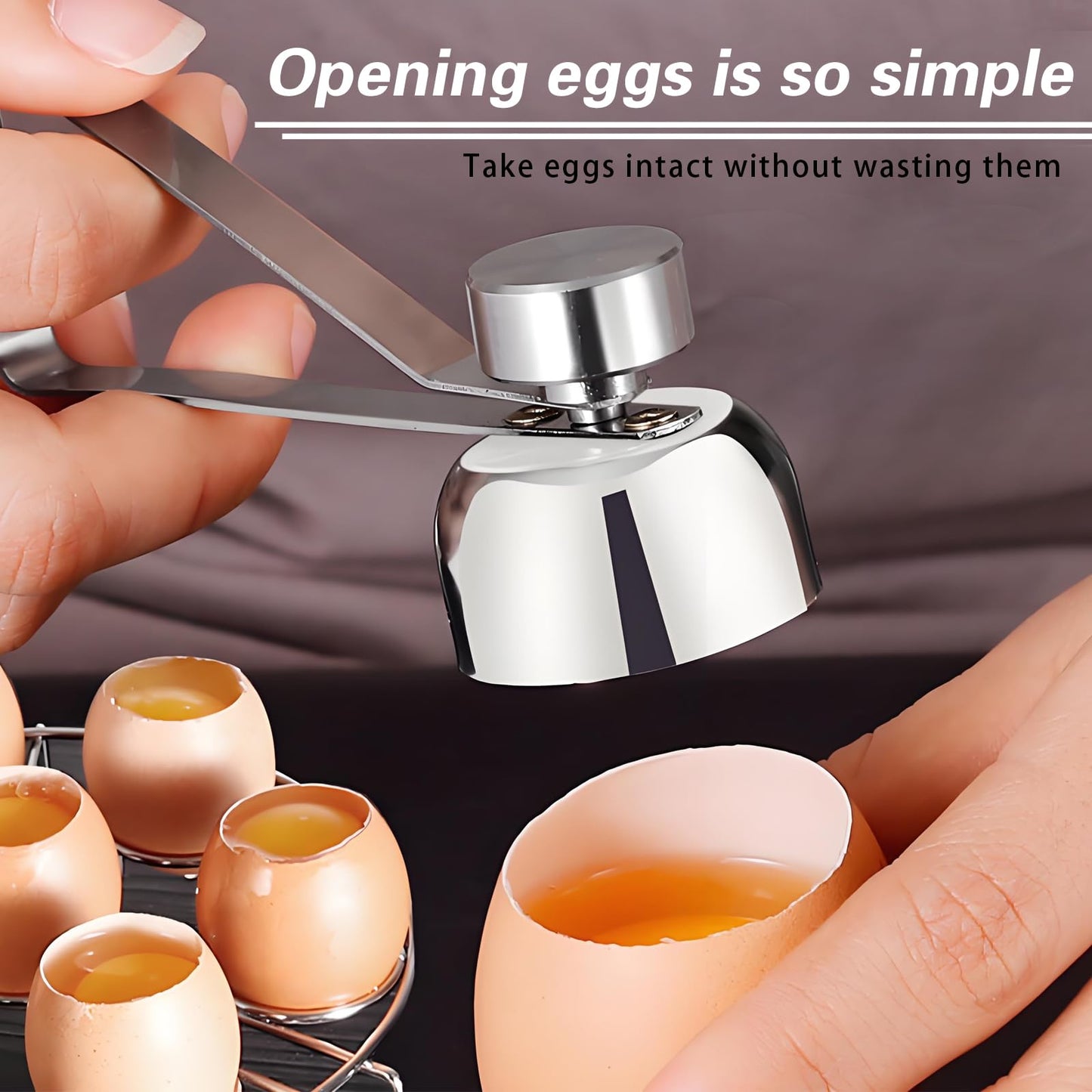 DDEDDE 2-in-1 Egg Cracker Topper & Egg White Separator Set - Easy Open Raw Egg Shell with Elastic Ball, Yolk Separator Spoon for Baking, Cooking, and Craft (Kitchen Gadgets)