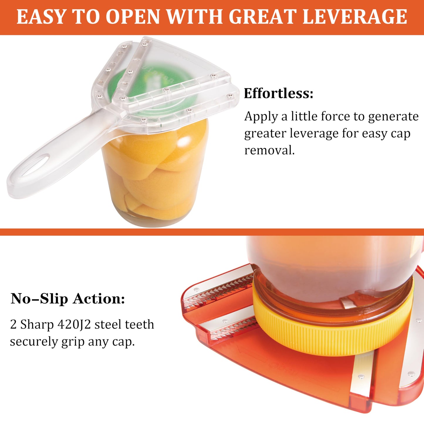 Uinxan Jar Opener for Weak Hand & Seniors with Arthritis,Easy Twist Off Bottle Caps,Patent | Unique Kitchen Gadgets, Christmas Gifts for Elderly/Women/Men (Transparent)