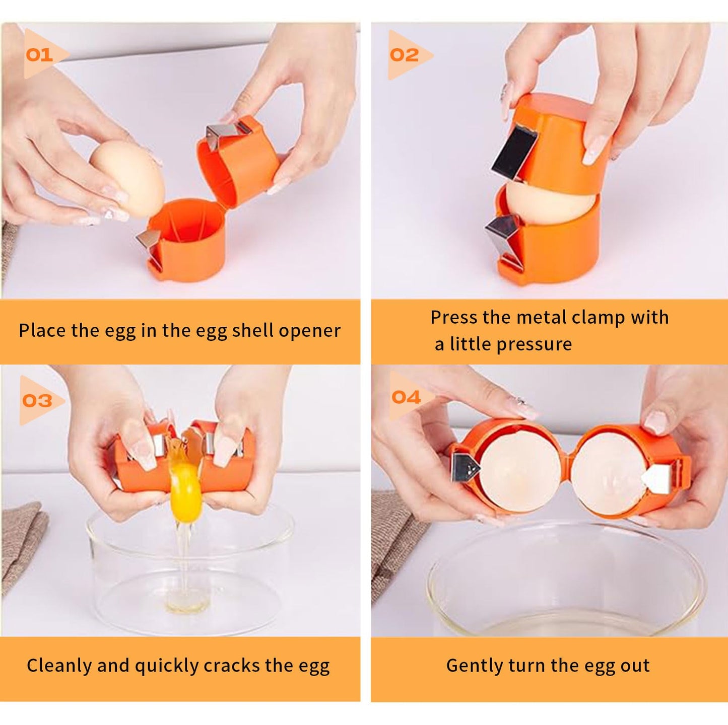 3pcs Egg Shell Opener Peeler for Hard Boiled Eggs, Egg Cracker for Raw Eggs, Stainless Steel Egg Separator, Eggshell Remover, Multifunctional Handheld Egg Tool Kitchen Gadgets for Cooking & Baking